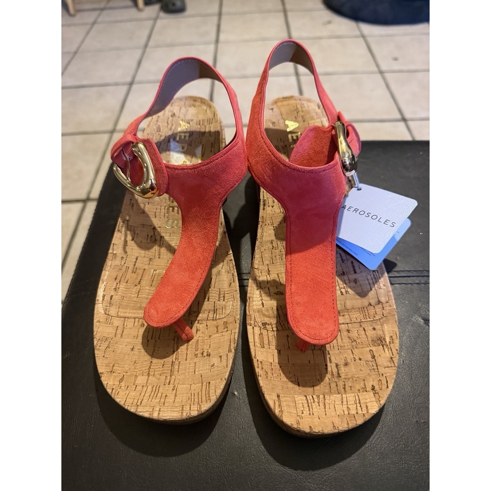 Aerosoles California Heeled Thong Sandals Suede New With Tags Size 9.5